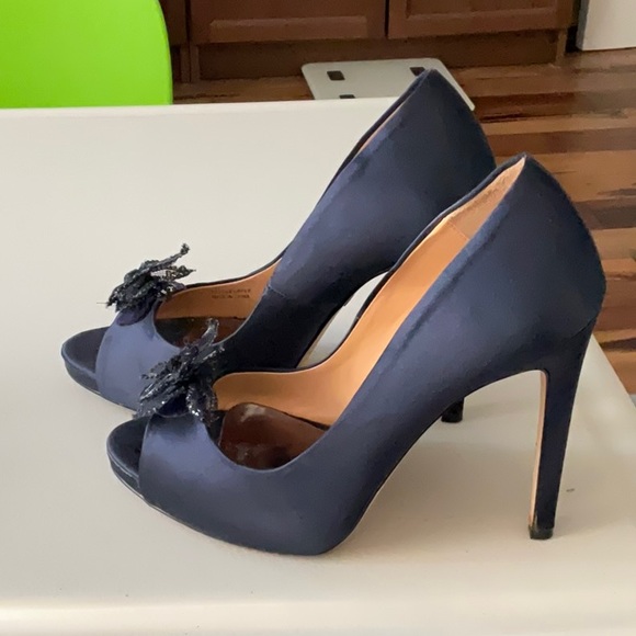 Badgley Mischka Platforme Pumps in Satin/Leather 7 1/2 - Picture 4 of 7